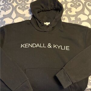Kendall & Kylie Black Jacket with Hood and Ribbed Cuffs